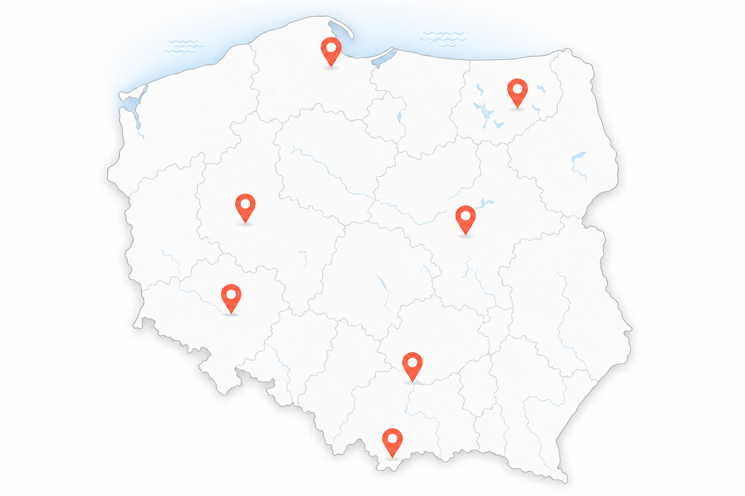 Mapa Polski z lokalizacjami OpenHotel